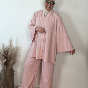 ENSEMBLE TUNIQUE STRASSÉE ET PANTALON LARGE