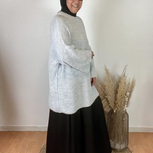 PULL OVERSIZE CÔTELÉ À MANCHES ÉVASÉES